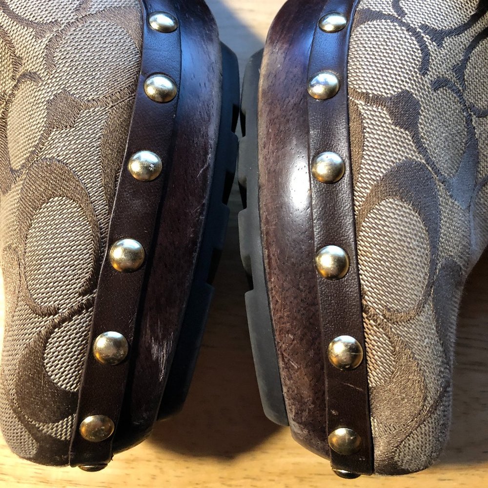 COACH SHASHA MONOGRAMMED PLATFORM HEELED MULES 8.5 - Picture 15 of 15